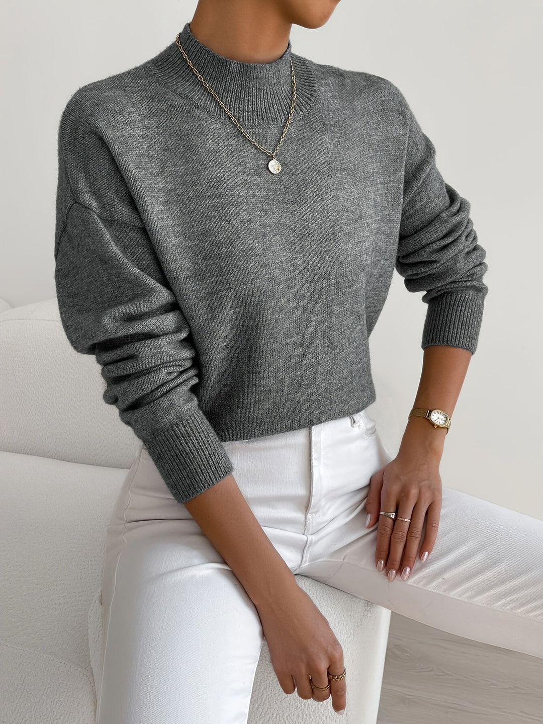Mara | Women's Relaxed Mock-Neck Fleece Sweatshirt