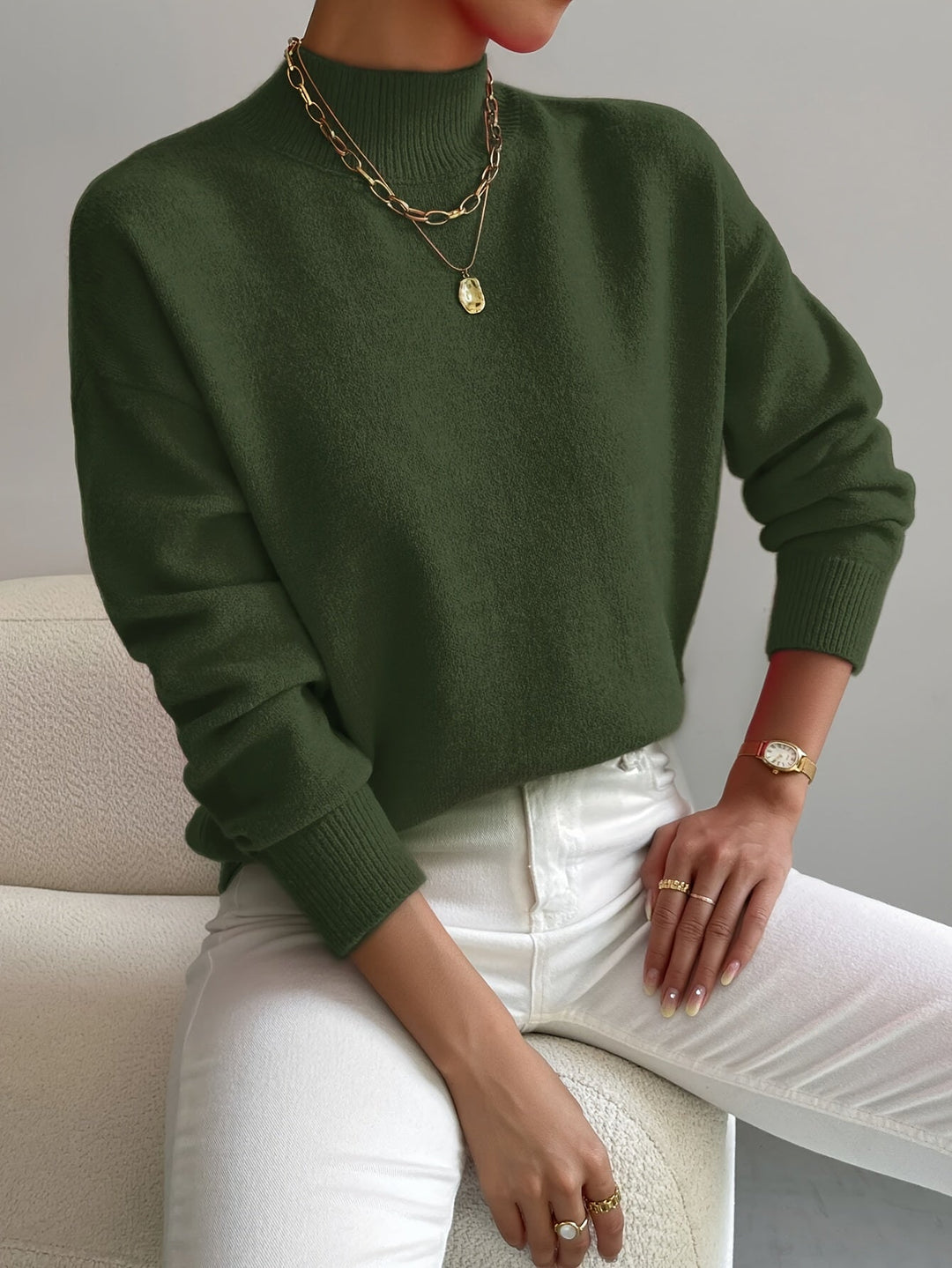 Mara | Women's Relaxed Mock-Neck Fleece Sweatshirt