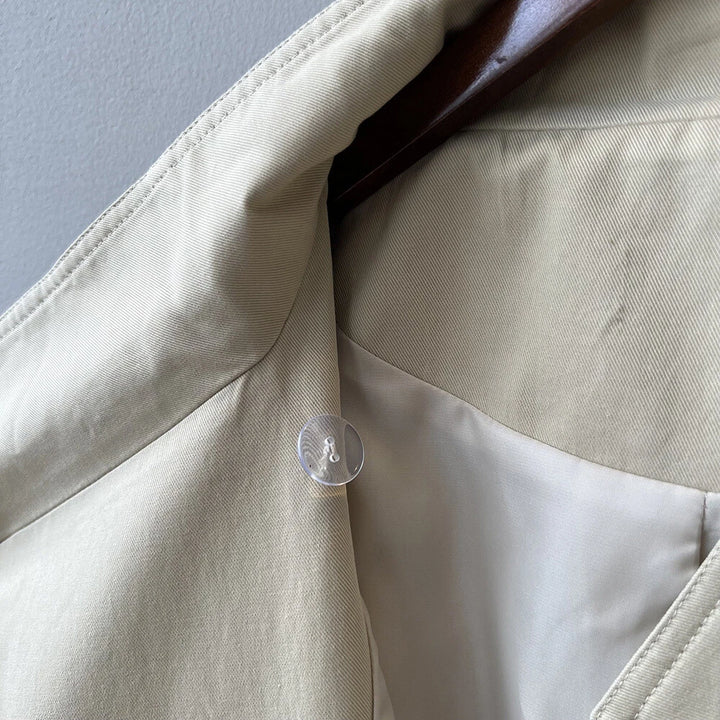 French Retro Trench Coat Women Spring Loose Waist Stand Collar Top Cotton