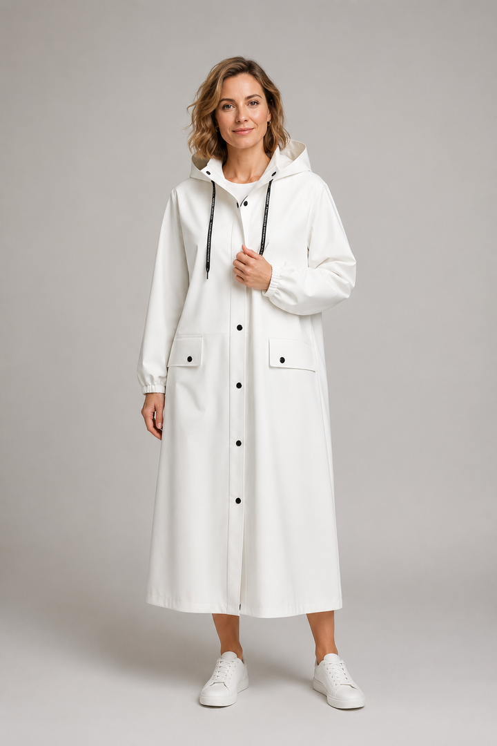 Waterproof Long Raincoat with Hood for Women – Elegant EVA Design for All-Season Protection