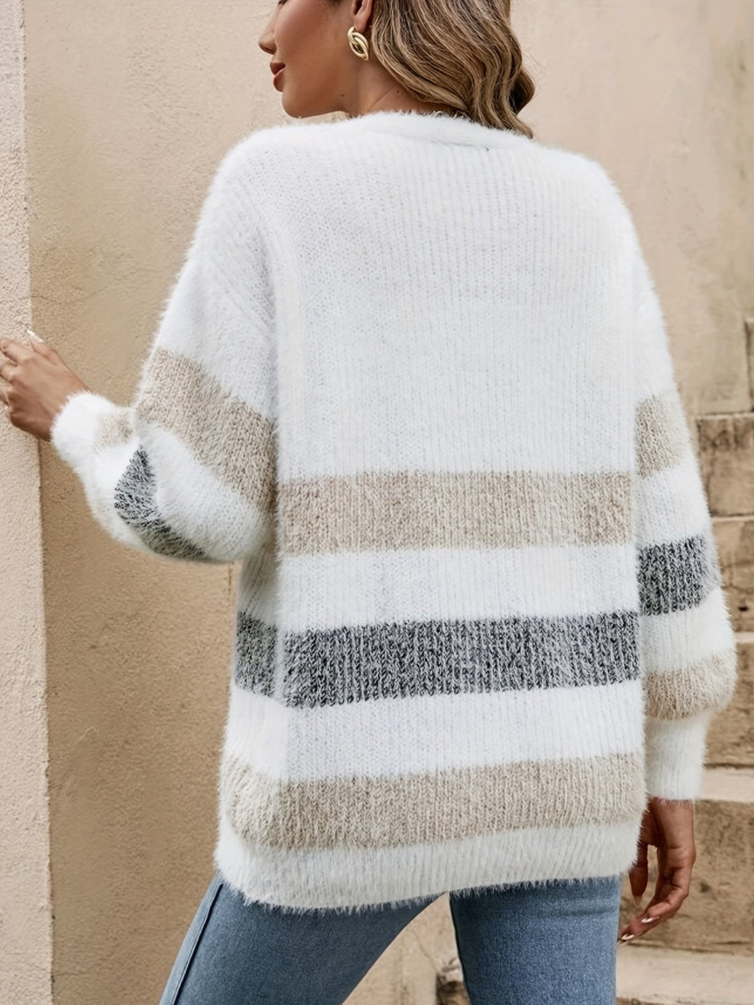 Women's Color Block Button Up Cardigan