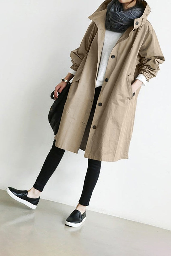 Women's Hooded Waterproof Rain Trench Coat - Lightweight, Stylish