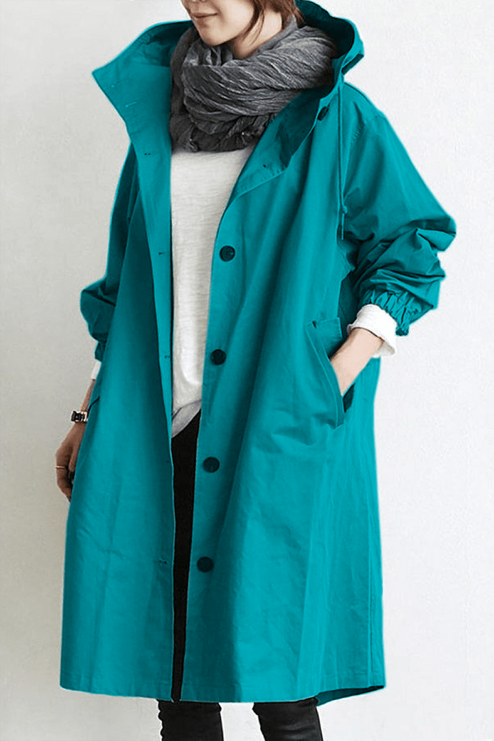 Women's Hooded Waterproof Rain Trench Coat - Lightweight, Stylish