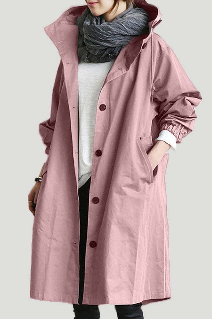 Women's Hooded Waterproof Rain Trench Coat - Lightweight, Stylish