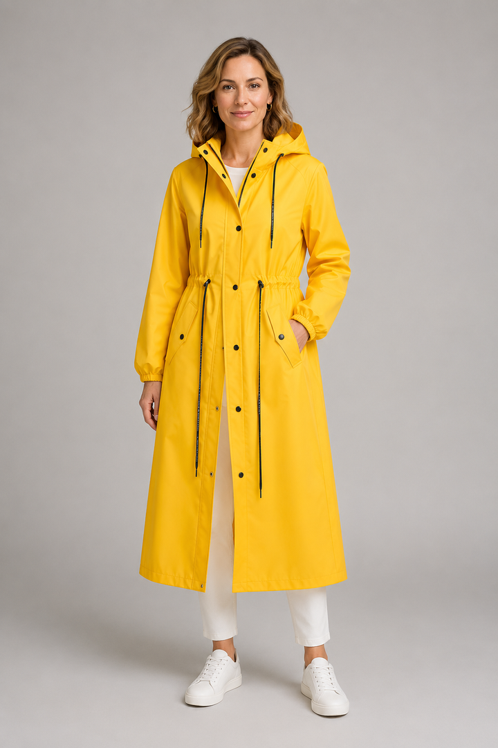 Waterproof Long Raincoat with Hood for Women – Elegant EVA Design for All-Season Protection